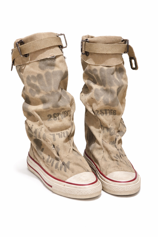 BOTAS PLANAS | RETRO DE LONA CON CAÑA MEDIA.