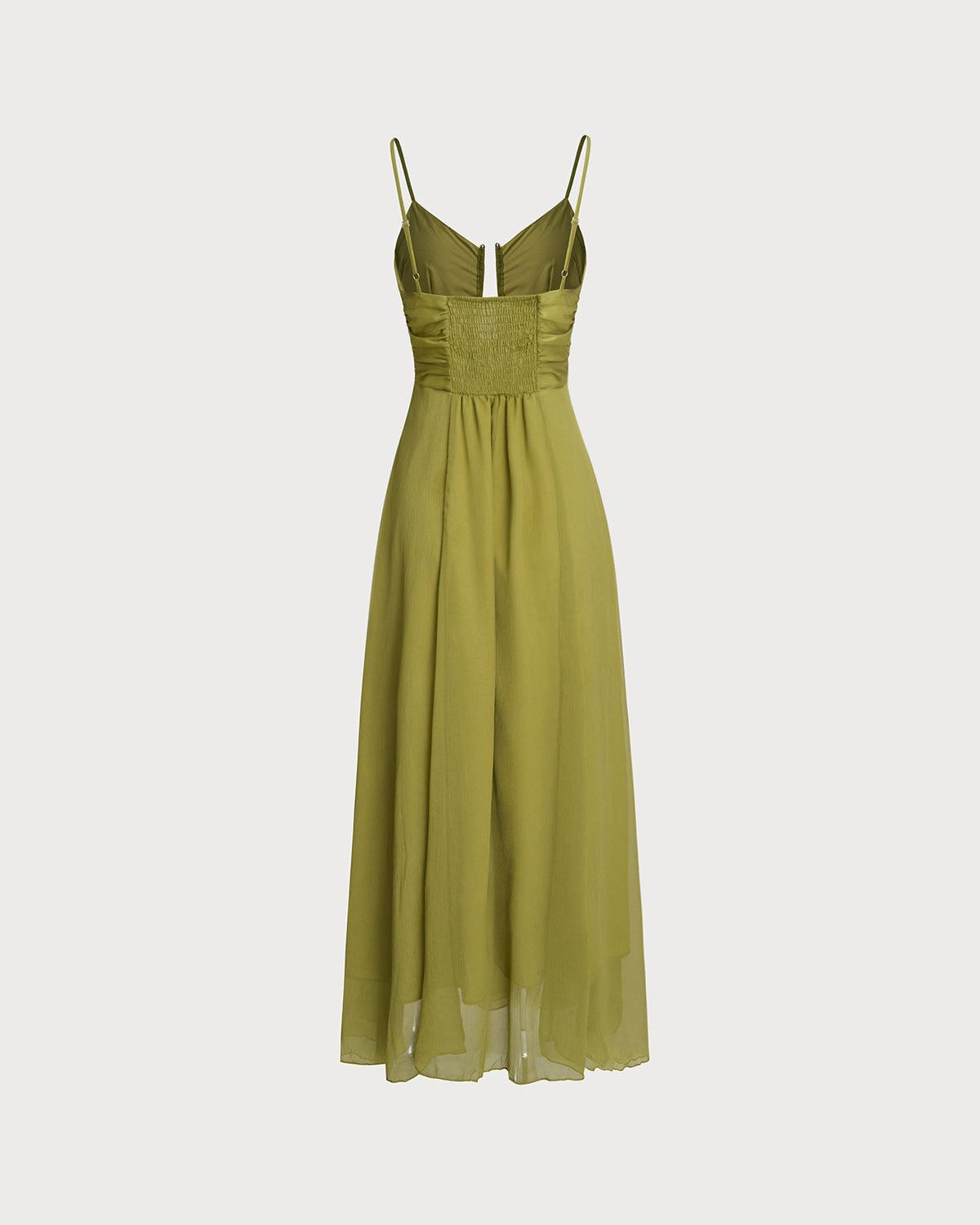 RIHANNA | VESTIDO LARGO CON VOLANTES VERDES